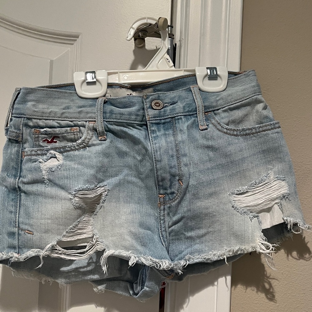 Hollister Light Blue Ripped Jean Shorts